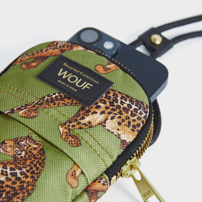 Wouf Olive Leopard Telefon Çantası