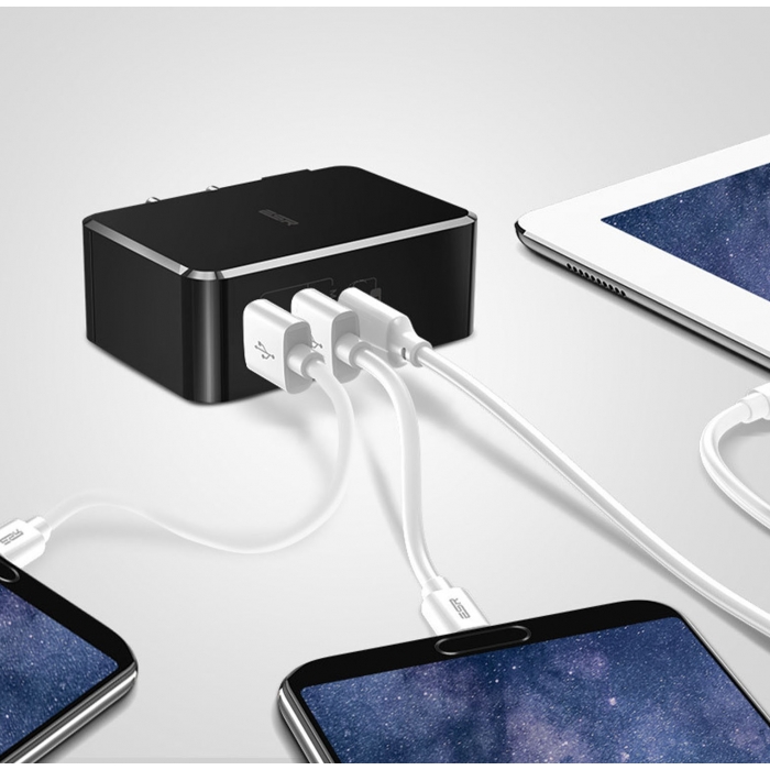 Esr Pd Wall 41W USB-C + 2 USB-A Şarj Cihazı Siyah