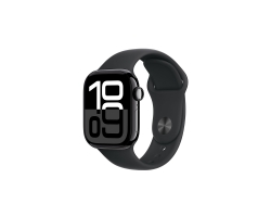 Watch 10 GPS+Cellular 42mm Simsiyah Alüminyum Kasa ve Siyah Spor Kordon S/M MWX63TU/A